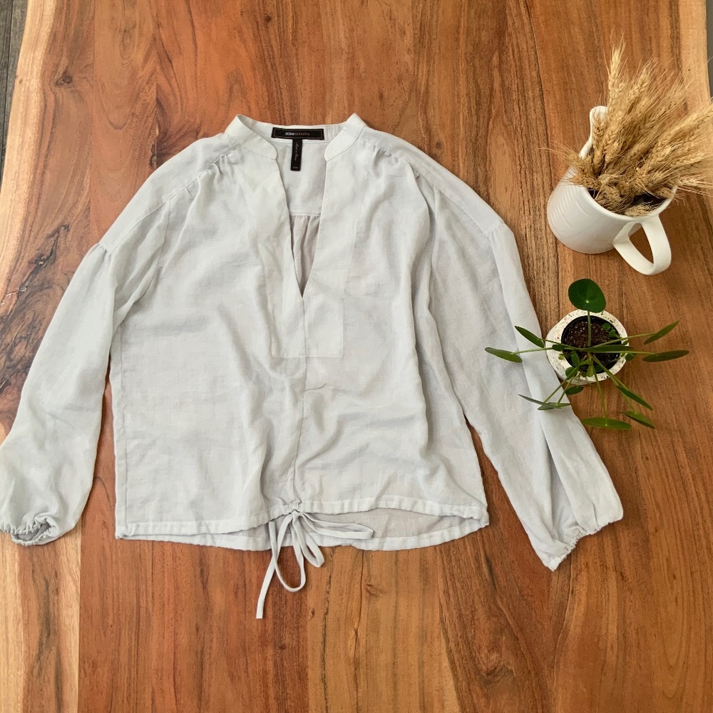 BCBG Cropped Tie Front Blouse